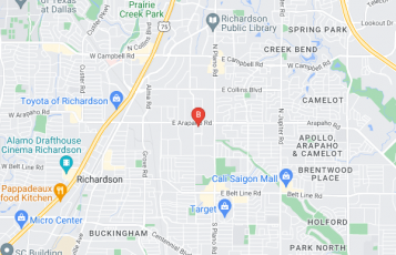 Towing Service In Richardson location map: 1202 E Arapaho Rd, Richardson, TX