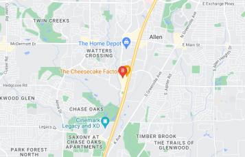 Towing In Allen Tx location map: 970 Garden Park Dr, Allen, TX