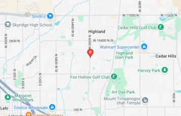 Powell Garage Doors location map: 10006 North 6000 West, Highland, UT